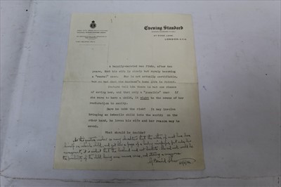 Lot 1034 - George Bernard-Shaw (1856-1950) autograph letter, dated 27/6/32 comprising handwritten scathing response to foot of page below a conundrum...'the author must himself have been an imbecile child,and...