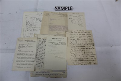 Lot 1041 - England cricket related letters - including handwritten Harold Larwood handwritten letter, others by C. B. Fry, Herbert Sutcliffe, Patsy Hendren, Sir Aubrey Smith, Leveson-Gower, Sir Pelham Warner,...