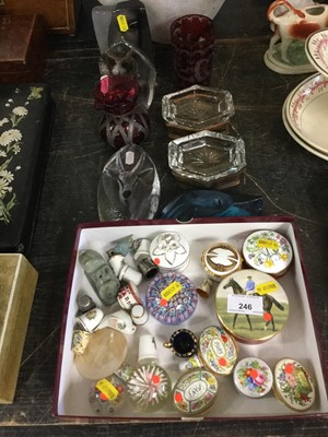 Lot 246 - Small milliefiori glass paperweight and others, boxes
