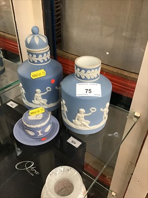 Lot 75 - Late 19th / early 20th century Wedgwood jasperware tea canisters