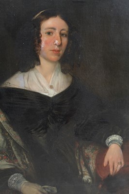 Lot 129 - English School 1810, oil on canvas, half length portrait of a Lady in black dress