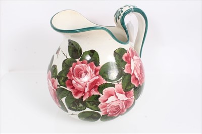 Lot 999 - Wemyss pottery jug or ewer, decorated with the cabbage rose pattern, impressed mark to base, 24cm height