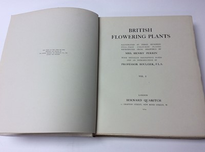 Lot 1014 - Boulger and Perrin - British Flowering, 4. Vols, limited edition number 142 of 1000, dedicated to her Royal Highness the Princess Louise Duchess of Argyll, 300 full page colour plates by Mrs Henry...