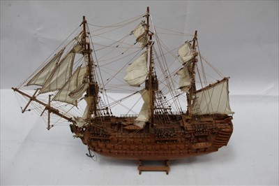 Lot 1953 - Scratch built model of H.M.S. Victory on stand