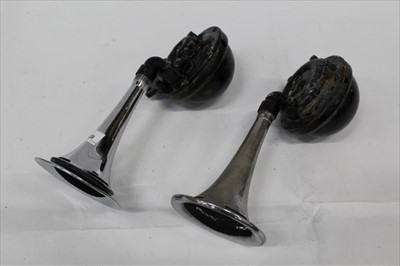 Lot 1639 - Two Pre War car trumpet horns, one in working order the other for spares or repairs (2)