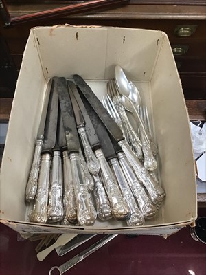 Lot 663 - Group of silver plated cutlery including dinner knives