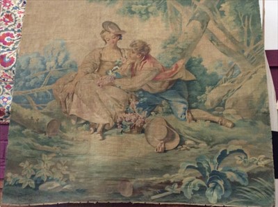 Lot 1707 - Large tapestry wall handing, 18th century style printed pastoral scene by J Lepard.