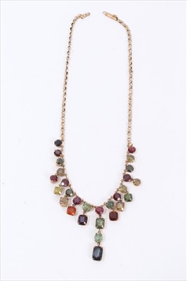 Lot 236 - Multi-gem set fringe necklace