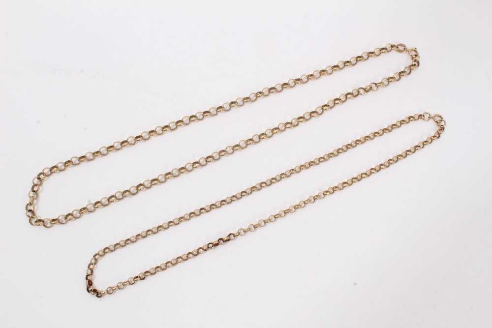 Lot 211 - Two 9ct gold belcher chains