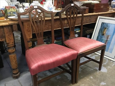 Lot 97 - Near pair of Georgian oak side chairs
