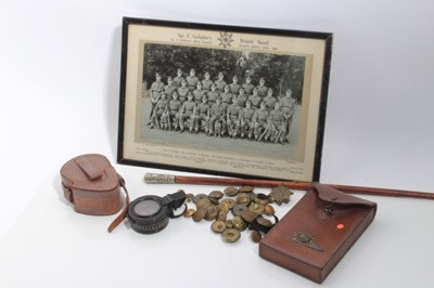 Lot 668 - Second World War period Verner's pattern Officers' Compass in brown leather case, together with Brass Military