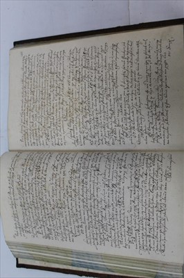 Lot 1301 - Deo Benedicente Instructio - hand written Latin manuscript, 17th / 18th century, ex Libris  - Nyary Pal, board ends