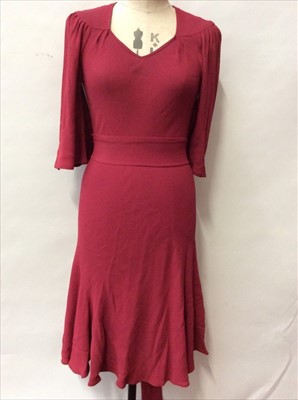 Lot 1709 - 1970s Ossie Clark for Radley - Moss Crepe red dress Size 12