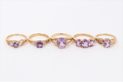 Lot 228 - Five 9ct gold gem-set dress rings by Gems TV, with certificates of authenticity