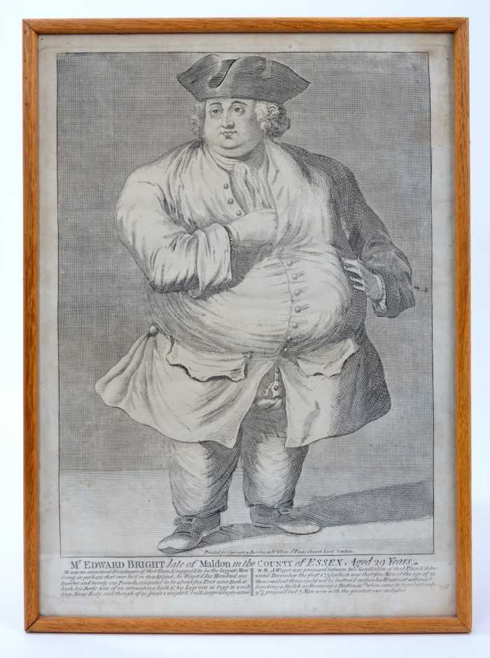 Lot 733 - 18th century engraving - Mr Edward Bright 'The fat man of Maldon'