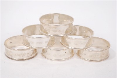 Lot 235 - Set of six contemporary silver napkin rings