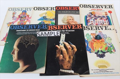 Lot 1240 - 1960's Observer Magazines including Paul McCartney and other psychedelic covers by Alan Aldridge, other covers Marilyn Munro, Space, photographs by Duffy