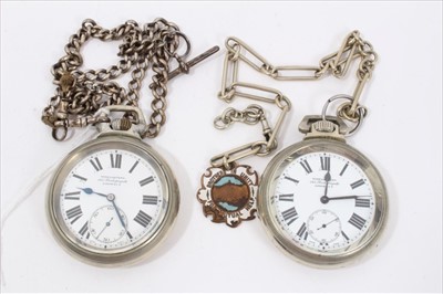 Lot 268 - Two Winegartens Railway pocket watches on chains