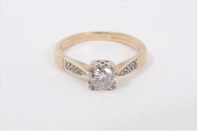 Lot 269 - Diamond solitaire ring with diamond set shoulders