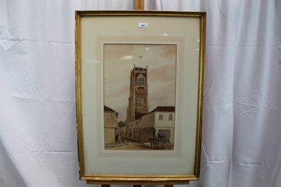 Lot 1007 - Manner of Thomas Smythe, 19th century watercolour - St Laurence's Church, Ipswich,  monogrammed, in glazed gilt frame, 48cm x 32cm