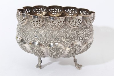 Lot 257 - Eastern silver bowl raised on three feet.