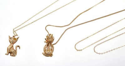 Lot 540 - Four gold chains and two pendants