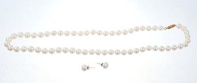 Lot 544 - Cultured pearl necklace and earrings