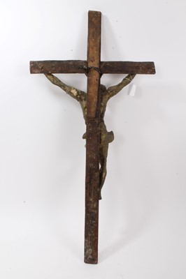 Lot 706 - 19th century carved crucifix