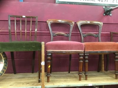 Lot 976 - Pair of George III mahogany dining chairs and three Victorian balloon back dining chairs