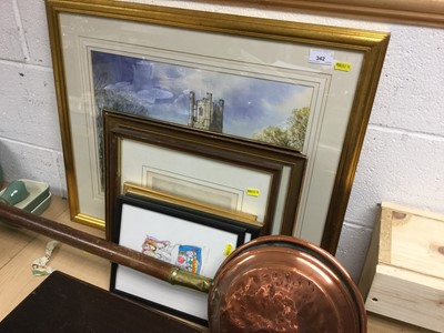 Lot 342 - Pair of marine watercolours, watercolour of Ely cathedral and various prints