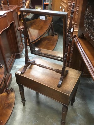 Lot 979 - 19th century swing framed mirror together with a mahogany bidet and a towel rail