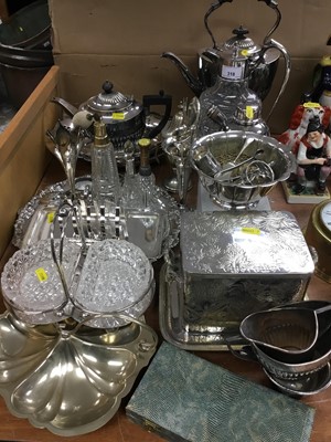 Lot 318 - Collection of silver plate including kettle on burner stand etc
