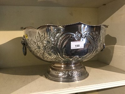 Lot 198 - Silver plated punch bowl with lion mask handles