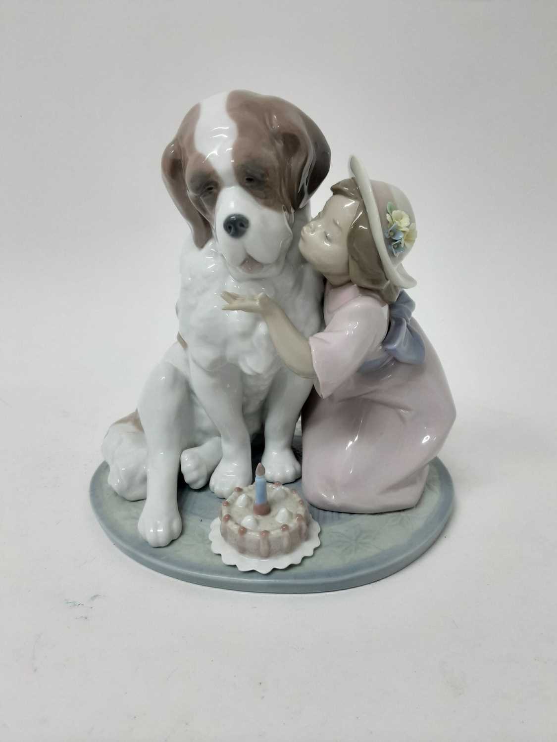 Lot 188 - Lladro porcelain figure group - young girl with St Bernard dog