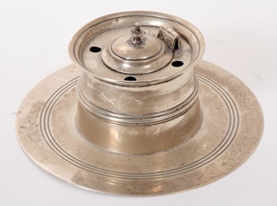 Lot 248 - Late Victorian silver inkwell of capstan form.