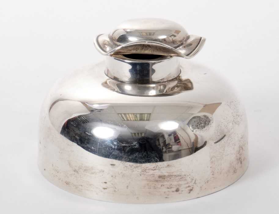 Lot 249 - Heavy Late Victorian silver inkwell of domed circular form.