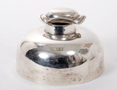 Lot 249 - Heavy Late Victorian silver inkwell of domed circular form.