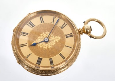 Lot 607 - 19th century Continental 18ct gold pocket watch and winding key