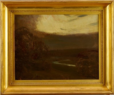 Lot 976 - *Sir Alfred James Munnings (1878-1959) oil on canvas - River in a Valley, signed and dated 1911, in gilt frame, 36cm x 46cm