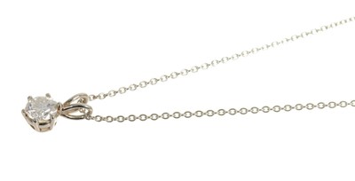 Lot 415 - Diamond single stone pendant on chain