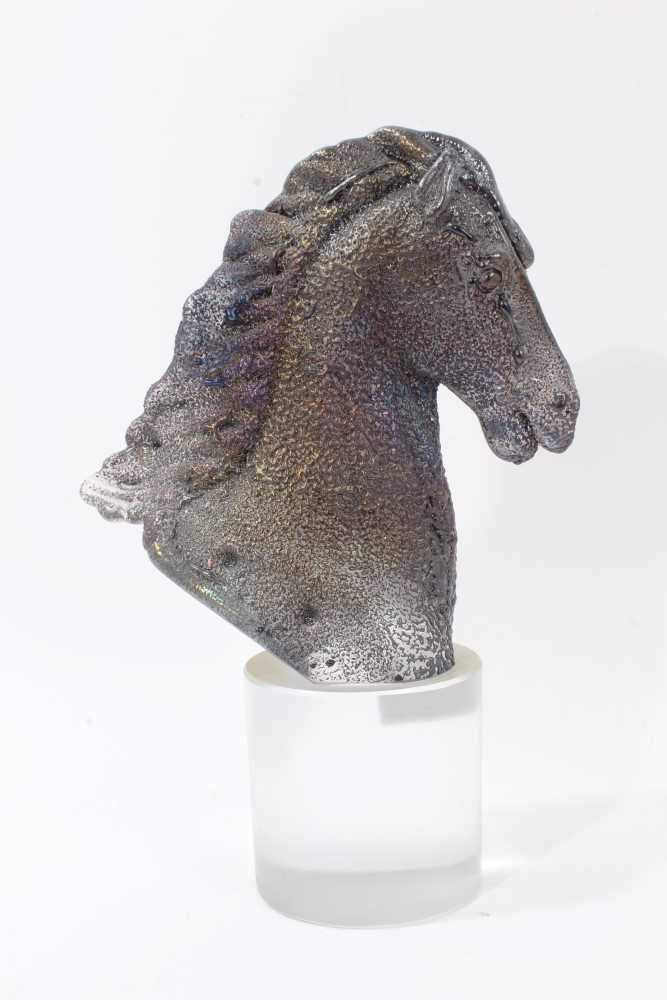 Lot 929 - Venetian glass horse head sculpture, 31cm high, signed by the artist, with original paperwork