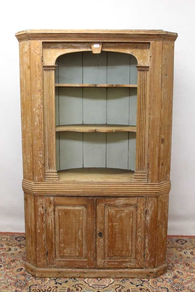 Lot 857 - Antique pine standing corner cupboard