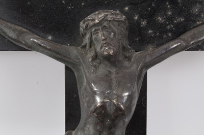 Lot 42 - Victorian silver plate and ebonised wood crucifix
