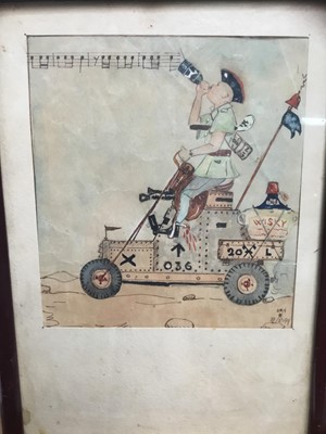 Lot 130 - Mid 20th century English School - watercolour - Military cartoon