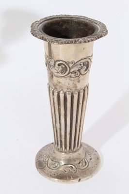 Lot 279 - Edwardian silver candlestick, spill vase, toast rack