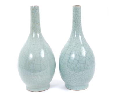 Lot 94 - Pair of 19th century Chinese crackle ware vases