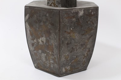 Lot 702 - 19th century Chinese inlaid pewter hexagonal tea caddy