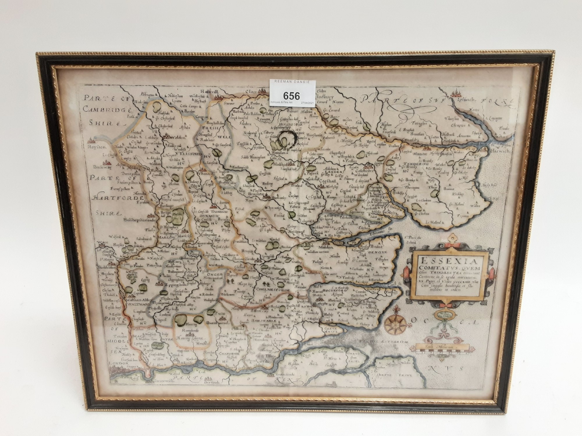 Lot 656 - William Kip after Saxon hand coloured map of