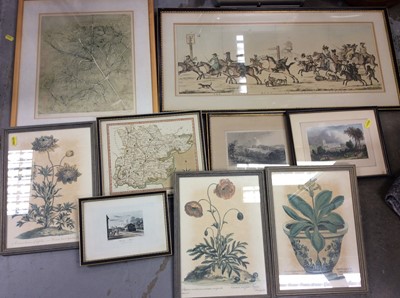 Lot 369 - Group of 19th century prints, botanical watercolours and bookplates