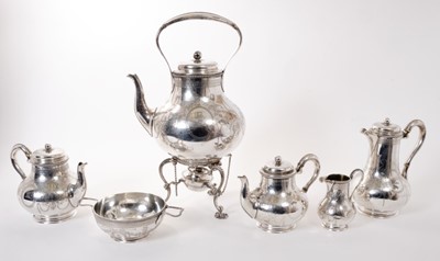 Lot 283 - Fine quality Victorian silver six piece tea set by Arthur Sibley.